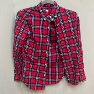 Red Plaid Button-Up Shirt